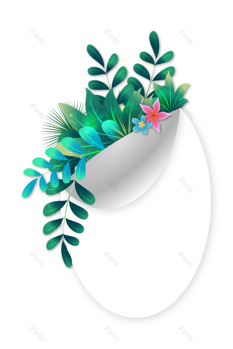 边框图片,矢量素材元素,花草PNG,树叶免抠素材